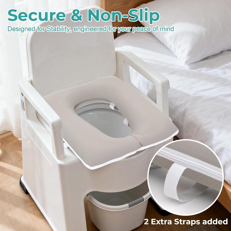 RoamReady Bedside Commode Cushion, Inflatable Cushioned Toilet Seat for Seniors, Bedridden Disabled, Commode Seat Cushion with Removable Fabric Cover for Pressure Relief, Wheelchair(Grey) - Image 2